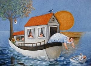 Image of our reproduction of Arrived by Ada Breedveld on canvas, small