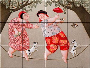 reproduction of Airy on ceramic tiles tableaus by Ada Breedveld made by Dutch Art Reproductions