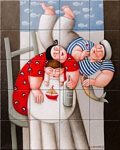 reproduction of Sea Foam on ceramic tiles tableaus by Ada Breedveld made by Dutch Art Reproductions