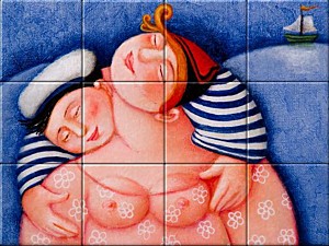 reproduction of Sailors Life on ceramic tiles tableaus by Ada Breedveld made by Dutch Art Reproductions