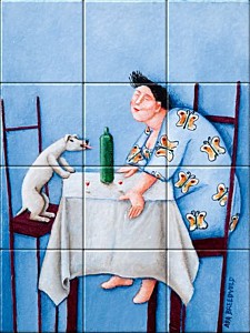 reproduction of Good morning on ceramic tiles tableaus by Ada Breedveld made by Dutch Art Reproductions