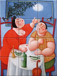 reproduction of Casa Romantica on ceramic tiles tableaus by Ada Breedveld made by Dutch Art Reproductions