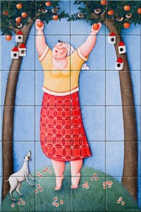 reproduction of Harvest on ceramic tiles tableaus by Ada Breedveld made by Dutch Art Reproductions