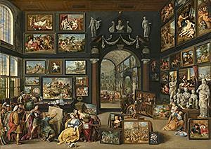 Afbeelding van onze reproductie van Apelles Schildert Campaspe by Willem van Haecht op canvas, klein
