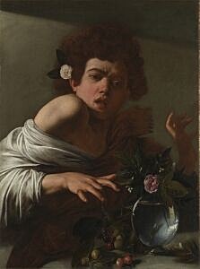 Afbeelding van onze reproductie van Een jongen gebeten door een hagedis by Michelangelo Merisi da Caravaggio op canvas, klein