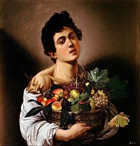 Afbeelding van onze reproductie van Jongen met fruitmand by Michelangelo Merisi da Caravaggio op canvas, klein