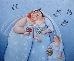Image of our reproduction of Bridesmaids by Ada Breedveld on canvas, small
