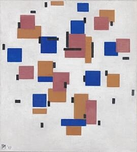 Afbeelding van onze reproductie van Compositie in kleur B by Piet Mondriaan op canvas, klein