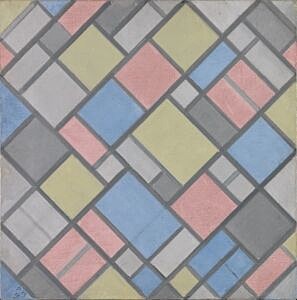 Image of our reproduction of Composition with Grid 6 (Lozenge, Composition with Colours) by Piet Mondriaan on canvas, small