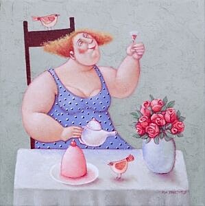 Image of our reproduction of Every Day is a Party by Ada Breedveld on canvas, small