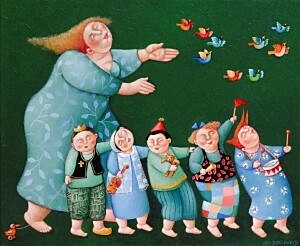 Image of our reproduction of Party by Ada Breedveld on canvas, small