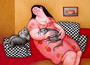 Image of our reproduction of Flopje and Minoes by Ada Breedveld on canvas, small