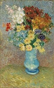 Image of our reproduction of Flowers in a Blue Vase by Vincent van Gogh on canvas, small