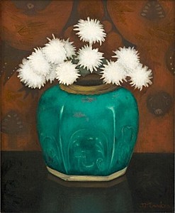 Afbeelding van onze reproductie van Gemberpot met chrysanten by Jan Mankes op canvas, klein