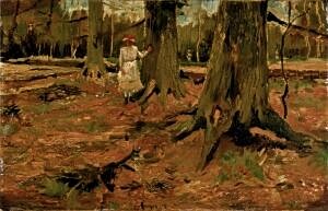 Image of our reproduction of Girl in a Wood by Vincent van Gogh on canvas, small