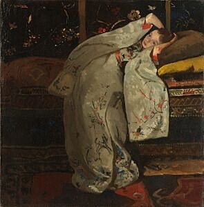 Image of our reproduction of Girl in White Kimono by George Hendrik Breitner on canvas, small