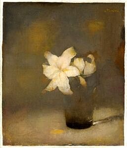 Afbeelding van onze reproductie van Glas met lelie by Jan Mankes op canvas, klein
