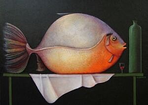 Image of our reproduction of Big Fish by Ada Breedveld on canvas, small