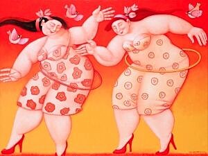 Image of our reproduction of Hula Hoop by Ada Breedveld on canvas, small