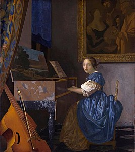 Image of our reproduction of Lady Seated at a Virginal by Johannes Vermeer on canvas, small