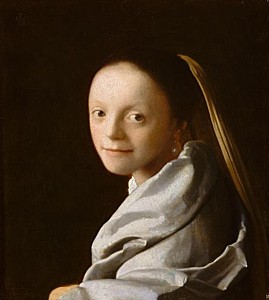Image of our reproduction of Portrait of a Young Woman by Johannes Vermeer on canvas, small