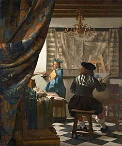 Image of our reproduction of The Art of Painting by Johannes Vermeer on canvas, small