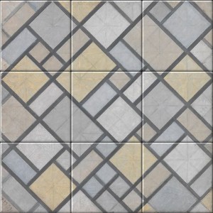 reproduction of Composition with Grid 5: Lozenge on ceramic tiles tableaus by Piet Mondriaan made by Dutch Art Reproductions