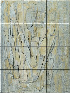 reproduction of Composition No. XI on ceramic tiles tableaus by Piet Mondriaan made by Dutch Art Reproductions