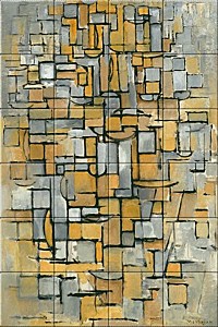 reproduction of Tableau No. 1 on ceramic tiles tableaus by Piet Mondriaan made by Dutch Art Reproductions
