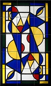 reproduction of Dance I on ceramic tiles tableaus by Theo van Doesburg made by Dutch Art Reproductions