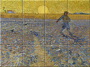 reproduction of The Sower on ceramic tiles tableaus by Vincent van Gogh made by Dutch Art Reproductions