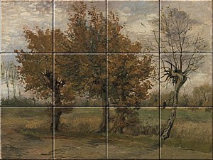 reproduction of Autumn Landscape on ceramic tiles tableaus by Vincent van Gogh made by Dutch Art Reproductions