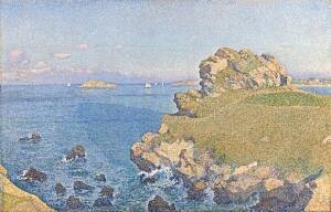 Afbeelding van onze reproductie van De 'Per-Kiridy' bij hoog water by Théo van Rysselberghe op canvas, klein
