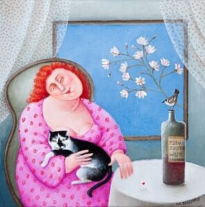 Image of our reproduction of Portrait of a Cat by Ada Breedveld on canvas, small