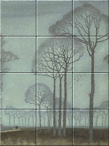reproduction of Row of trees on ceramic tiles tableaus by Jan Mankes made by Dutch Art Reproductions