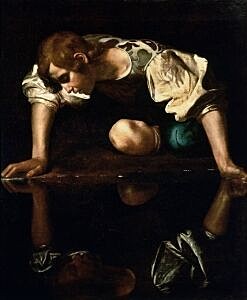 Afbeelding van onze reproductie van Narcissus by Michelangelo Merisi da Caravaggio op canvas, klein