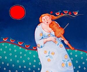 Image of our reproduction of Under the Cherry Moon by Ada Breedveld on canvas, small