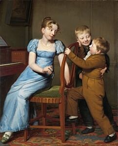 Image of our reproduction of Piano Practice Interrupted by Willem Bartel van der Kooi on canvas, small