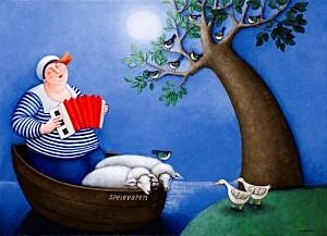 Image of our reproduction of Boating by Ada Breedveld on canvas, small