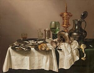 Image of our reproduction of Still Life with a Gilt Cup by Willem Claesz. Heda on canvas, small
