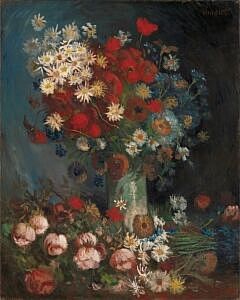 Image of our reproduction of Still Life with Meadow Flowers and Roses by Vincent van Gogh on canvas, small