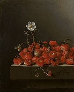 Image of our reproduction of Still Life with Strawberries by Adriaen Coorte on canvas, small
