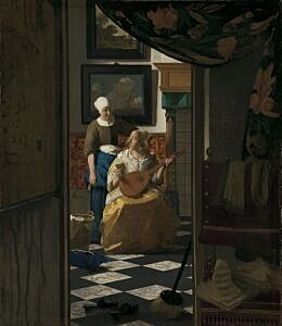 Image of our reproduction of The Love Letter by Johannes Vermeer on canvas, small