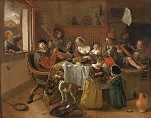 Image of our reproduction of The Merry Family by Jan Havicksz. Steen on canvas, small