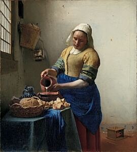 Image of our reproduction of The Milkmaid by Johannes Vermeer on canvas, small