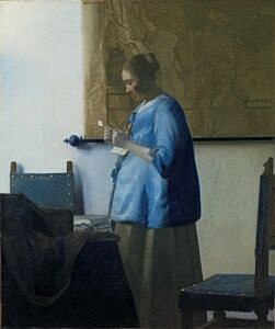 Image of our reproduction of Woman Reading a Letter by Johannes Vermeer on canvas, small