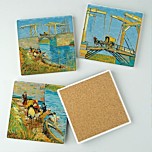 Image of our reproduction of Bridge at Arles (Pont de Langlois) by Vincent van Gogh on ceramic coaster sets, small