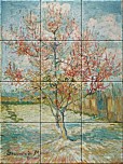 reproduction of Pink Peach Trees (Souvenir de Mauve) on ceramic tiles tableaus by Vincent van Gogh made by Dutch Art Reproductions