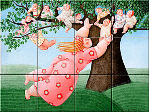 Small image of our reproduction of Mum Tree by Ada Breedveld on ceramic tiles tableaus