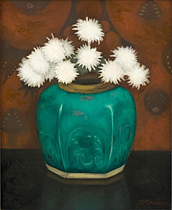 Image of our reproduction of Ginger Jar with Chrysanthemums by Jan Mankes on canvas, small